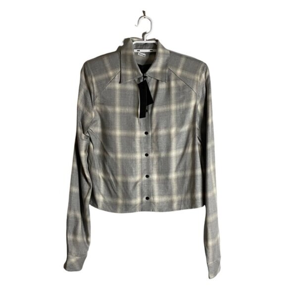 Rta Women's Gray Flannel Button Down Shirt - Picture 2 of 9